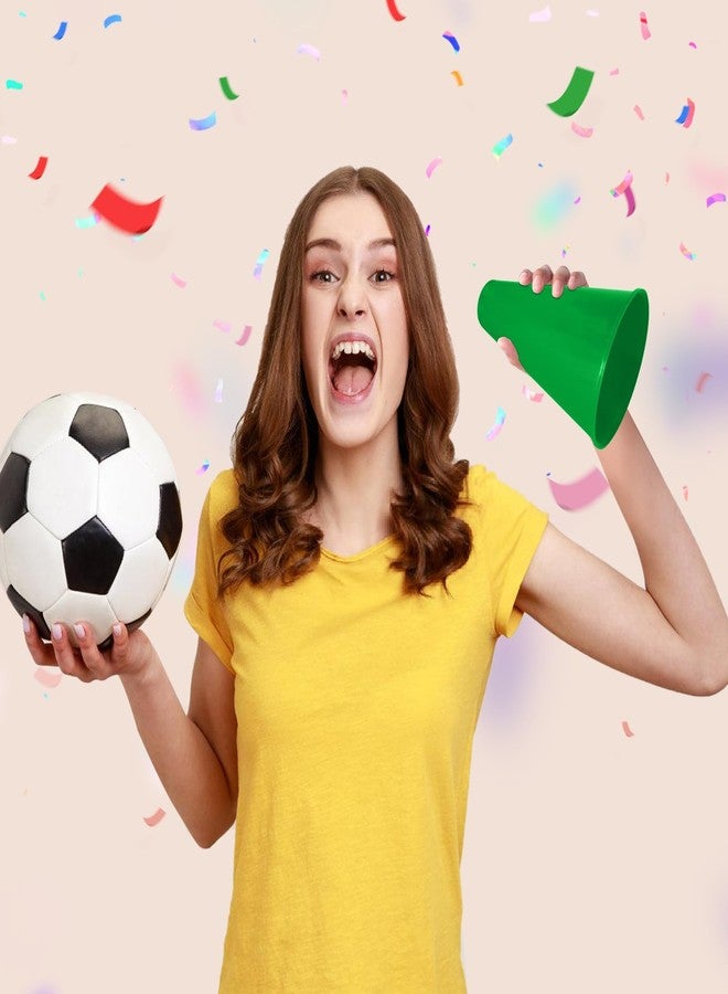مجموعة مكبرات صوت تشجيعية من HSLCGF مكونة من 16 قطعة، مكبر صوت بلاستيكي أخضر، ملحق يمكنك صنعه بنفسك للأنشطة الخارجية، زينة يمكنك صنعها بنفسك، هدايا الحفلات، مباراة سوبر بول الرياضية (16 قطعة، أخضر) - Image 3